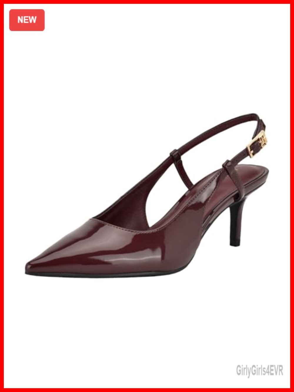 Pointy Toe Slingback Kitten Heel Buckle Pump